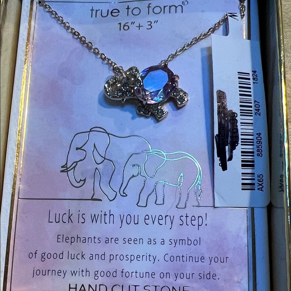 #1169+ True to Form Elephant Necklace with Hand Cut Stone - Picture 3 of 3
